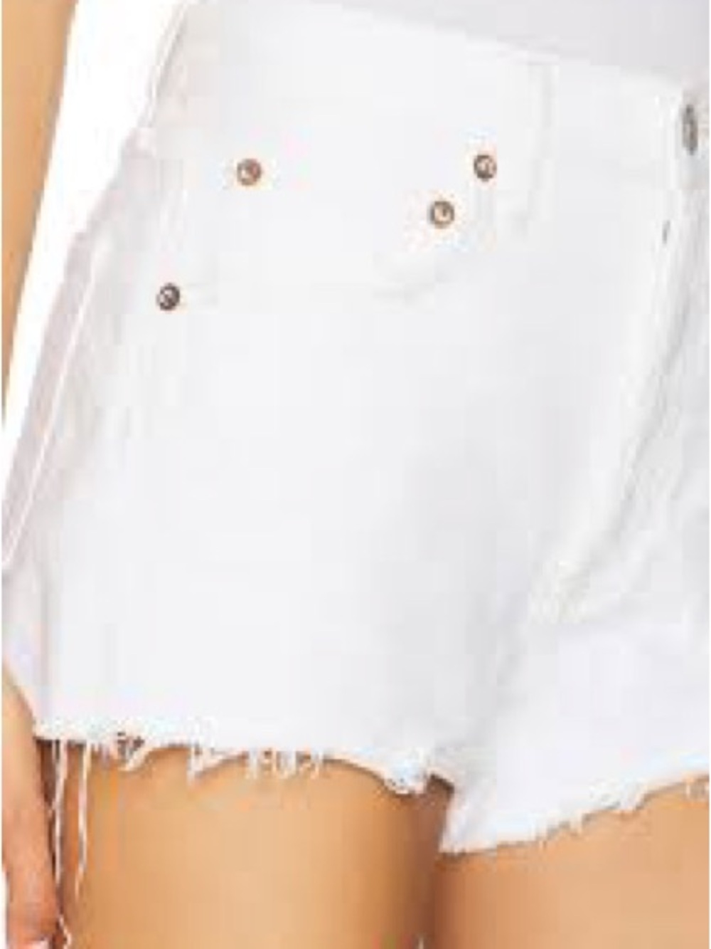 Agolde White Cutoff Denim Shorts with Frayed Hem